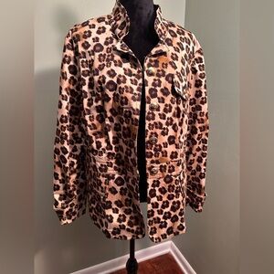 Charter Club Leopard Print Women's Jacket Plus Size 18W - FLAWED